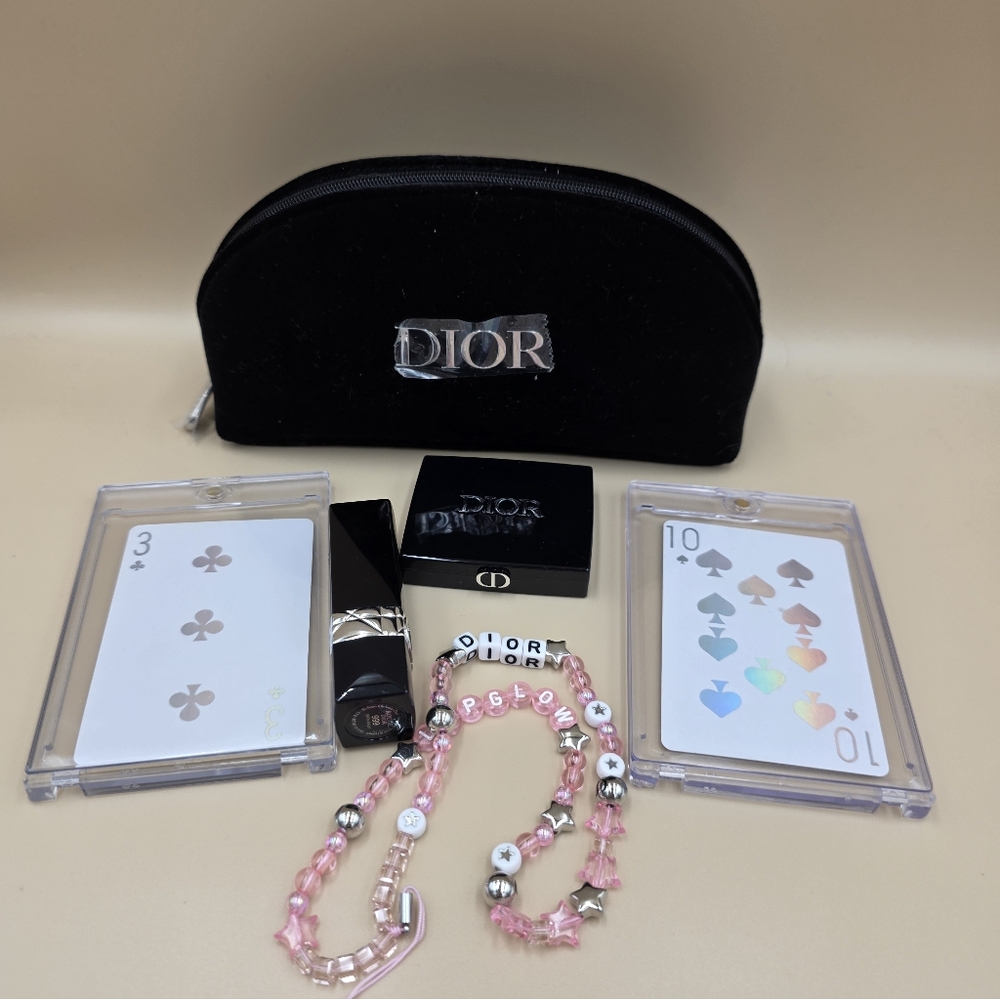 Dior Black Velvet Cosmetic Pouch Bundle
